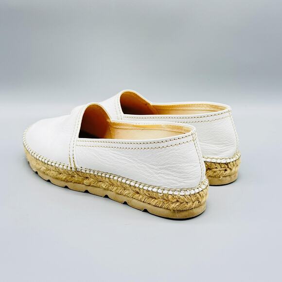 Toni Pons Shoes Womens 6 White Leather Slip On Espadrille Jute Platform Flats - Picture 4 of 11